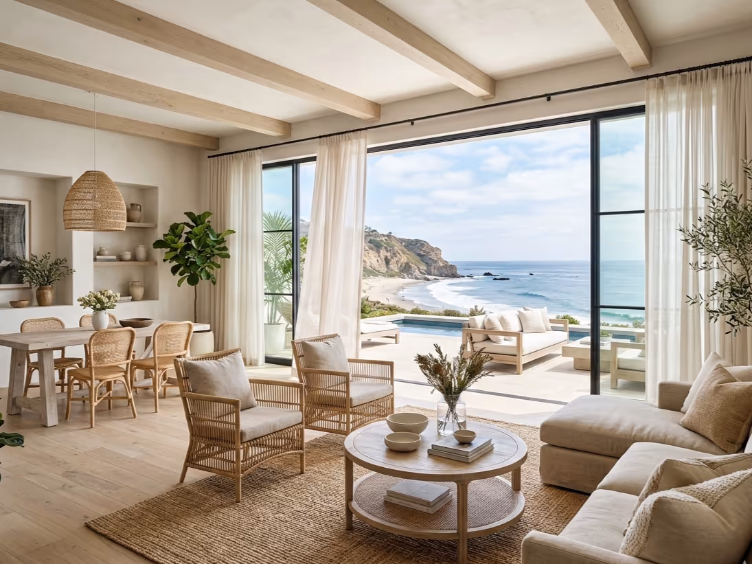 California Coastal Interior Design - The Malibu Home | Clara AI