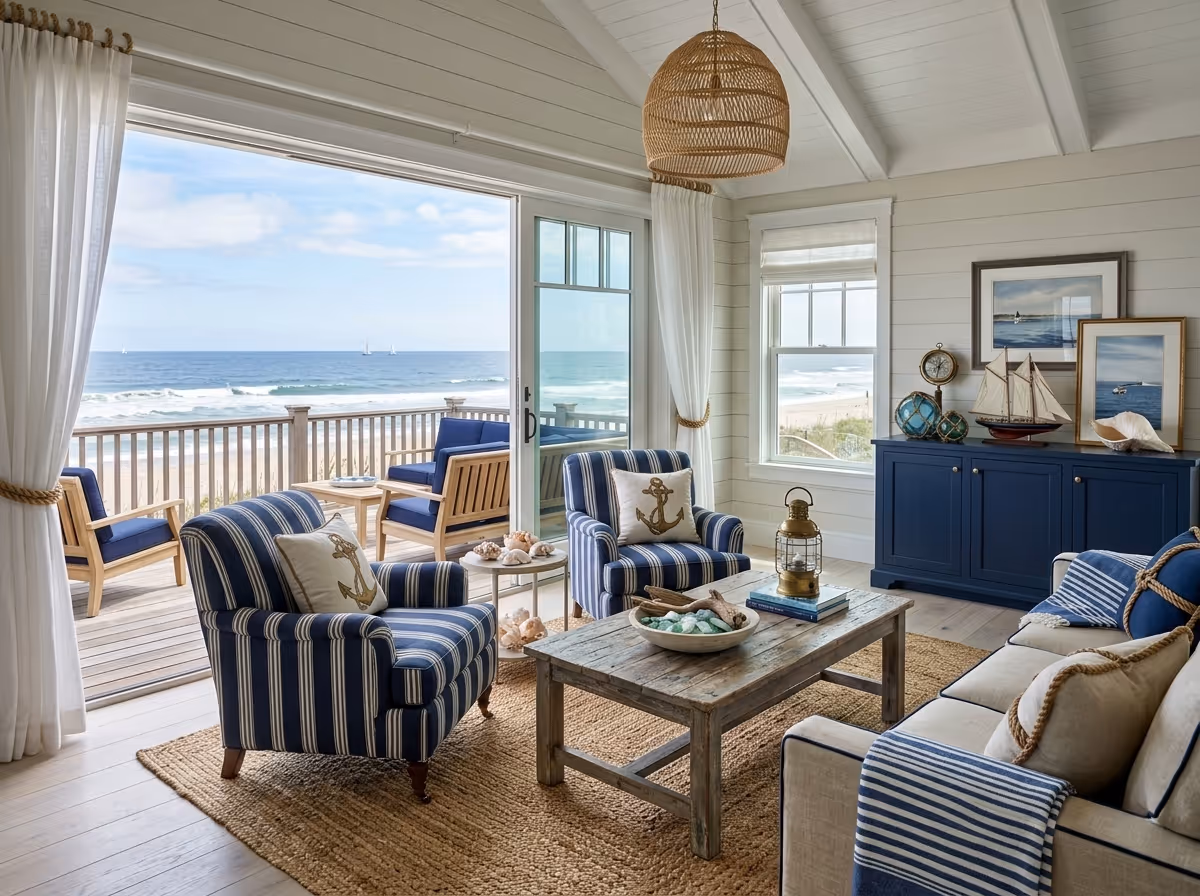 Coastal/Nautical Interior Design - The Seaside Escape | Clara AI