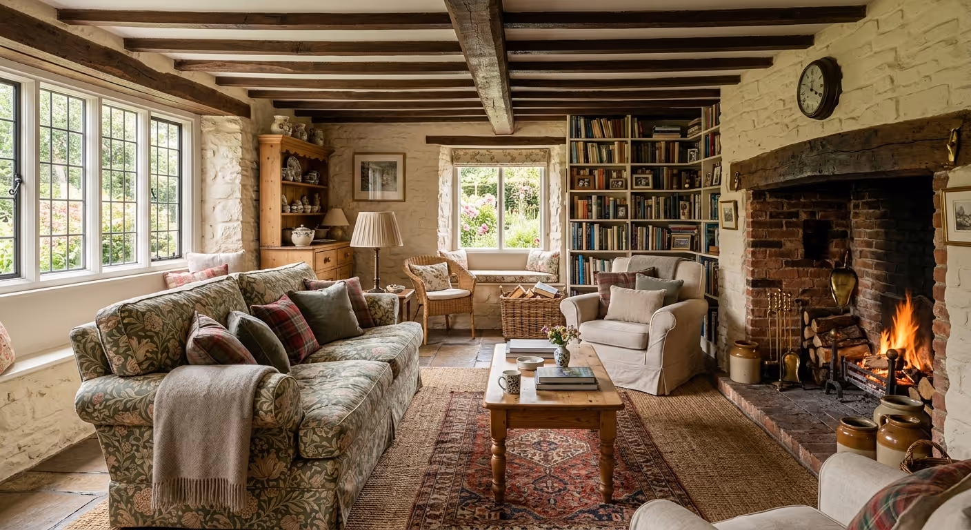 English Country Cottage Interior Design - The Cottage Living | Clara AI
