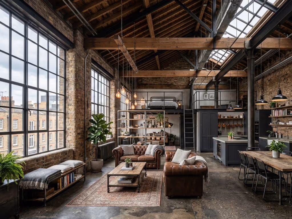 Industrial Interior Design - The Warehouse Home | Clara AI