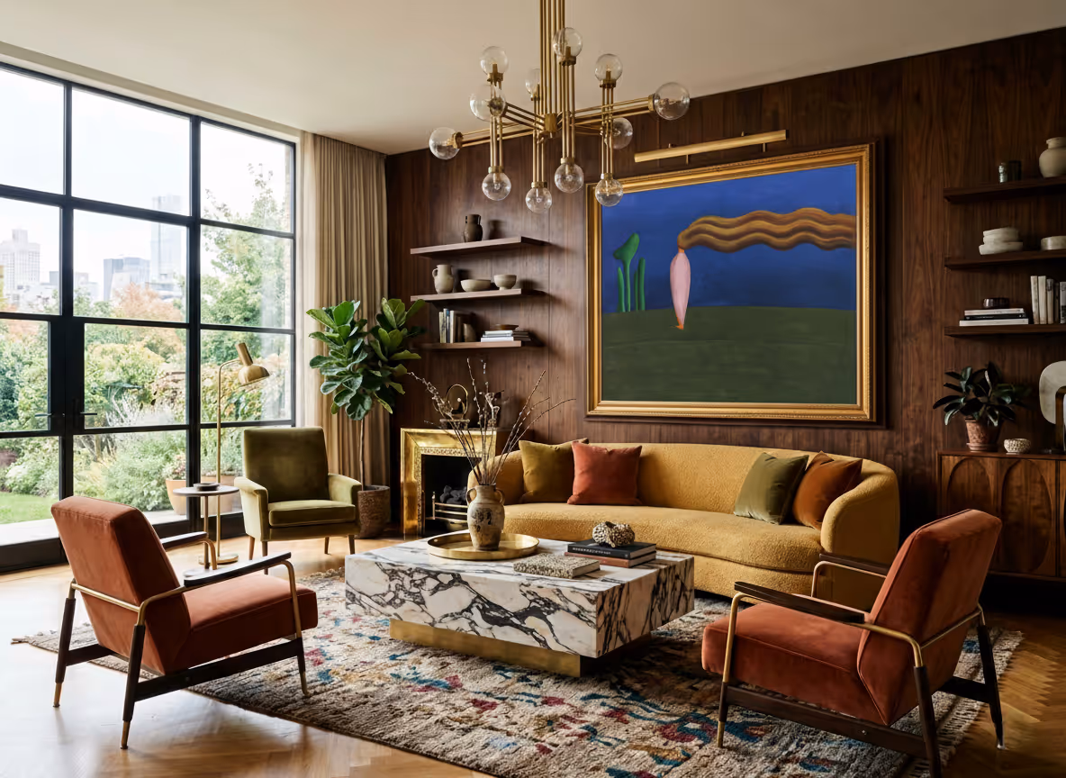 Mid-Century Lux Interior Design - The Luxe MCM | Clara AI